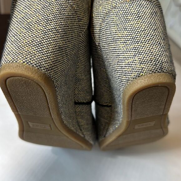 TOMS Women’s Desert Wedge Linen-Like Metallic Ankle Booties Cream/Gray Size 8.5 - Picture 9 of 13
